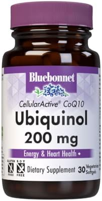 Bluebonnet Nutrition Active CoQ10 Ubiquinol 200mg Vegetarian Softgels, Heart & Cellular Health from Kaneka, Non GMO, Gluten, Soy & Milk Free, White, 30