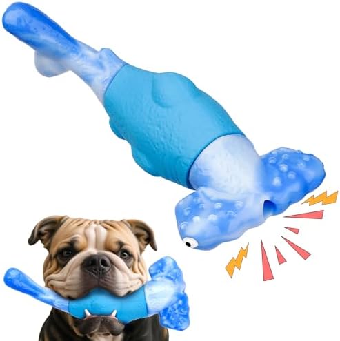 Dog Toys for Aggressive Chewers, Interactive Dog Chew Toys for Large Dogs, Indestructible Squeaky Dog Toys to Keep Them Busy, Tough Dog Toys for Medium/Large Breed Dogs Blue