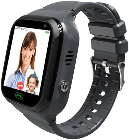 4G Kids Smart Watch - Boys Girls GPS Tracker Kids Smartwatches Phone Watch Video Call SOS Alarm Voice Chat and Touch Screen Game Real Time Tracking Smartwatch for Age 3-12 (Black)