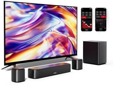 ULTIMEA 5.1 Sound Bar with Virtual Surround Sound System for TV, Sound Bar for Smart TV with 2 Surround Speakers for Home Theater, App Control, Wired Subwoofer, Peak Power 250W, Opt/AUX/BT, Aura A30