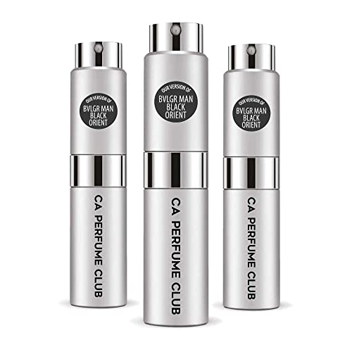 CA Perfume Impression of Bvlg Man Black Orient For Men Replica Version Fragrance Dupes Concentrated Long Lasting Eau de Parfum Spray Refillable Atomizer Bottle 0.27 Fl Oz-X3