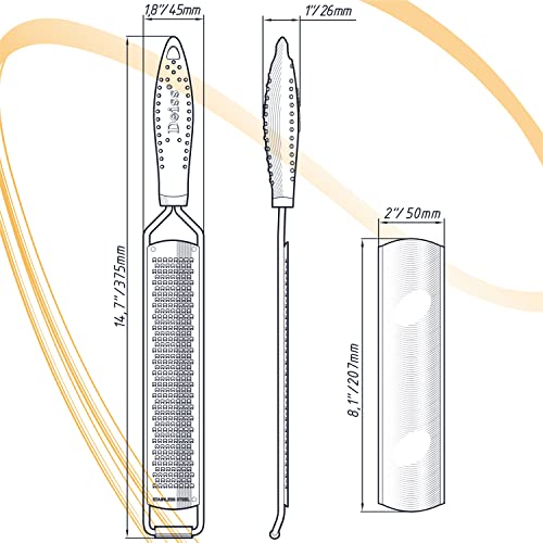 Deiss PRO Lemon Zester & Heavy Duty Cheese Grater & Vegetable Grater — Parmesan Cheese Lemon, Garlic, Nutmeg, Chocolate, Fruits, Vegetables, Ginger Grater - Cheese Shredder & Stainless Steel Grater