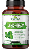 Zazzee Organic Lemon Balm 10:1 Extract, 3000 mg Strength per Capsule, 180 Vegan Capsules, 6 Month Supply, Standardized and Concentrated 10X Extract, 100% Vegetarian, All-Natural and Non-GMO