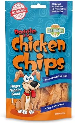 Chip's Naturals Doggie Chicken Chips Medium 8oz oz All Natural High Protein Low Calorie Healthy Dog Treats, Grain Free Gluten Free USDA Inspected & Approved Chicken Treat for Dogs, Pet Supplies
