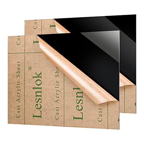 Lesnlok 2 Pieces 12 x 18 Black Acrylic Sheet 1/8 inch Thick 3mm Black Plexiglass Sheet, DIY Materials for Home Decor, Handcraft, Painting, Photography,Switch Panel, Display Stand