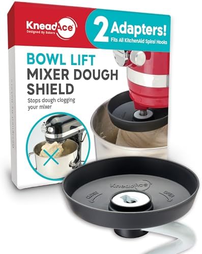 Spiral Dough Hook Shield For kitchenaid Mixer-Prevents Dough from Clogging Your Bowl Lift Mixer- Compatible With KitchenAid Dough Hook. (With 2 Adapters-Fits All KA Spiral Hooks)