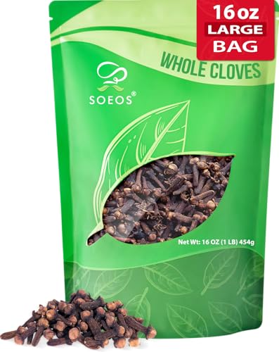 Soeos Whole Cloves 16 Ounce Bulk, Premium Quality Fresh Hand Picked Cloves Whole, Great for Foods and Tea, Clove Pomander Balls & Potpourri, Gluten Free, Non GMO, Kosher