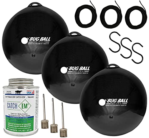 Bug Ball 3 Pack Starter Kit Complete- Odorless Eco-Friendly Biting Fly and Insect Killer with NO Pesticides or Electricity Needed, Kid and Pet Safe