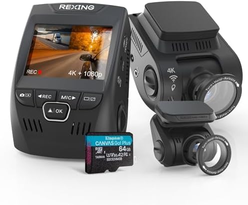 V1P SE 4K Dual Dash Cam w/GPS, Wi-Fi & 2pcs-CPL Filter | 512GB Support | Front 2160p, Rear 1080p | 170° Angle | G-Sensor | WDR | Loop Record | Parking Monitor | 64GB Memory Card Included