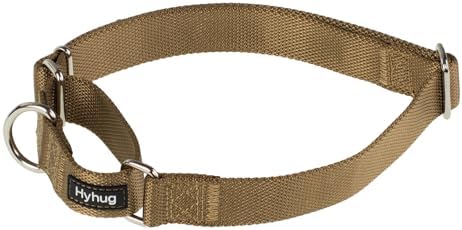 Hyhug Pets Premium Upgraded Heavy Duty Nylon Anti-Escape Martingale Collar for Boy and Girl Dogs Comfy and Safe - Professional Training, Daily Use Walking. (Army Yellow, Large)