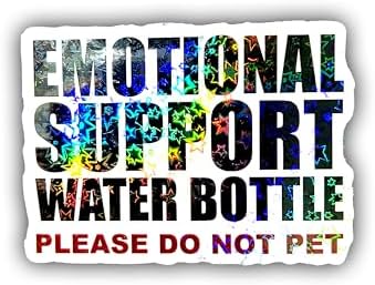3pcs Emotional Support Water Bottle Holographic Stickers, Hologrpahic Vinyl Stickers, Holographic Vinyl Water Assistant Sparkly Stickers for Laptop Phone Water Bottle Kindle, Gifts for Gymers