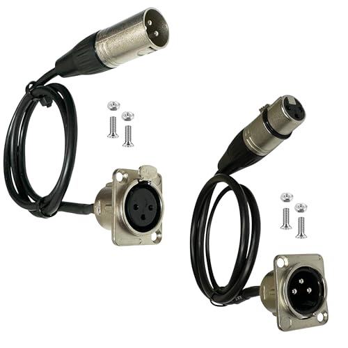 Premium Stage Box, XLR Patch Panel, XLR Panel Mount, XLR Floor Box, Pass Through Connector - No Solder for Pro Audio Installations (XLR M2F & XLR F2M 2-Pack)