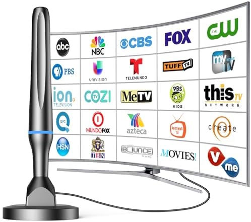 Digital TV Antenna for Smart Tv Indoor, Indoor TV Antenna for Tv Without Cable with Strong Magnetic Base, 360° Reception HD Antenna for TV Indoor 4k, Tv Antenna for Local Channels —All TV