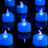 LANKER 24 Pack LED Tea Lights Candles – Flickering Blue Flameless Tealight Candle – Long Lasting Battery Operated Fake Candles – Decoration for Halloween and Christmas (Blue - 24pcs)