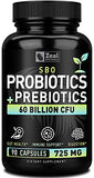 Probiotics and Prebiotics + SBO Probiotics (60 Billion CFU | 90 Capsules) Acidophilus Probiotic w. Saccharomyces Boulardii, Bifidobacterium + Spore Probiotic & Organic Sprouted Prebiotic Fiber Blend