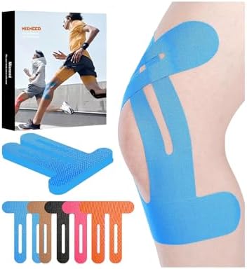 Precut Knee Kinesiology Tape - 12 Pcs Precut Kinesiology Tape for Knees Waterproof Strips Elastic | Breathable Joint Stability Hypoallergenic Latex-Free Tape, Blue