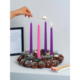 CANDWAX 12 inch Taper Advent Candles 1 Set - Dripless Taper Candles and Unscented Candlesticks - Long Burning Tapered Candles Perfect as Advent Wreath Candles Tapers - Purple Advent Candles