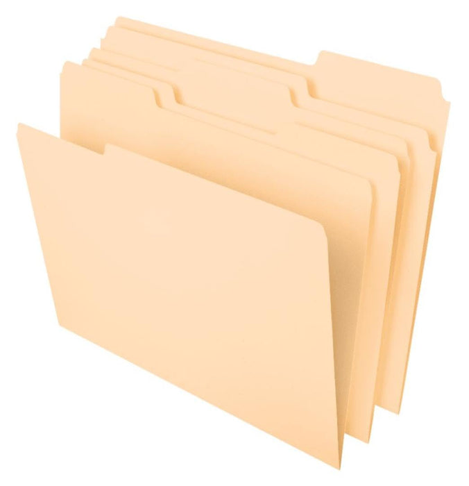 Pendaflex File Folders, Letter Size, 8-1/2" x 11", Classic Manila, 1/3-Cut Tabs in Left, Right, Center Positions, 100 Per Box (65213)