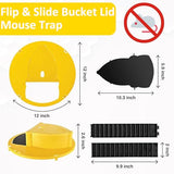 Fximey Mouse Trap Flip Lid Mice Rat Trap, 5 Gallon Bucket Compatible Mouse Catching Traps for Indoor/Outdoor, Automatic Reset Flip Trap Safe Reusable Bucket Lid Rat Traps - 2 Pack