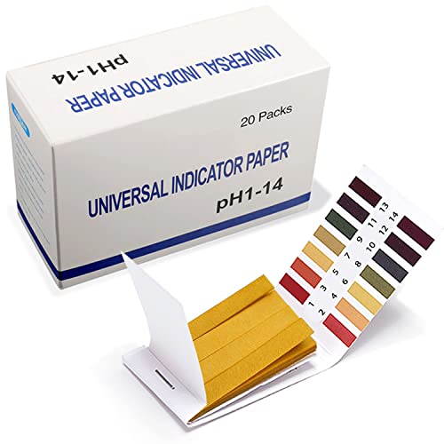 20 Pack pH Test Strips, 1600 Strips pH. 1-14 Universal pH Test Paper Litmus Test Paper pH Soap Making Testing Strips for Water Wine Saliva Urine Soil Testing Pet Food Water pH Test for Drinks (Box)