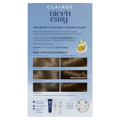 Clairol Nice'n Easy Permanent Hair Dye, 5G Medium Golden Brown Hair Color, Pack of 3