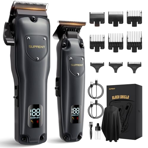 SUPRENT Hair Clippers for Men Professional, USB-C Rechargeable Cordless Clippers for Hair Cutting, Mens Hair Clippers and Trimmer Kit for Barber with LED Display for Barbers & Home Use