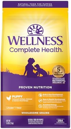 Wellness Complete Health Dry Puppy Food, Chicken, Salmon & Oatmeal, 5-Pound Bag