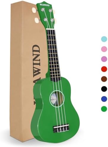 Ukulele, 21 inch Soprano Ukulele For Beginners, Hawaii Guitar Four String Wood Uke Ukulele (Green)