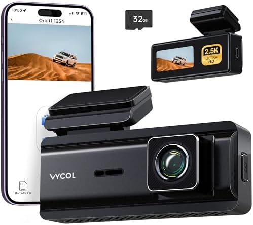 2.5K WiFi Dash Cam, Dash Camera for Cars with 32GB Card, Mini Dashcam Car Camera, Night Vision,Voice Control, 24H Parking Mode, WDR, Loop Recording, G-Sensor, Support 128GB Max