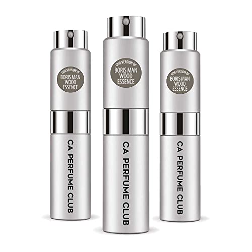 CA Perfume Impression of Boris Man Wood Essence For Men Replica Version Fragrance Dupes Concentrated Long Lasting Eau de Parfum Spray Refillable Atomizer Bottle 0.27 Fl Oz-X3