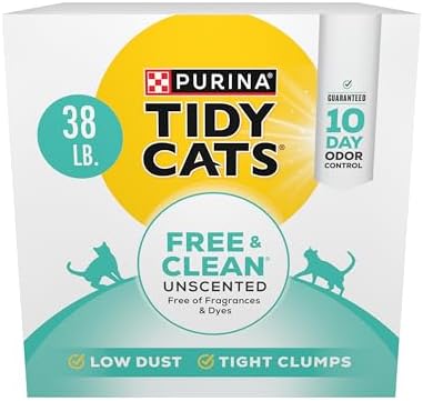 Purina Tidy Cats Clumping Cat Litter, Free & Clean Unscented Multi Cat Litter - 38 lb. Box
