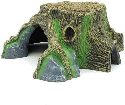 JIHAQUA Resin Large Turtle Tank Accessories Reptile Hideouts Cave Habitat Decor for Gecko Leopard Lizards Toad