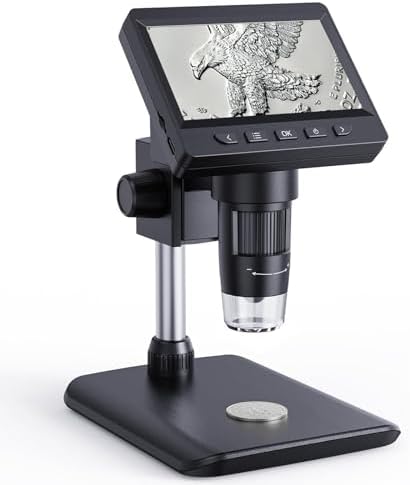Microscope-Aopick LCD Digital Microscope 1000X, 1080P Coin Magnifier for Error Coins with 8 Adjustable LED Lights, PC View, Compatible with MacOS Windows-Black