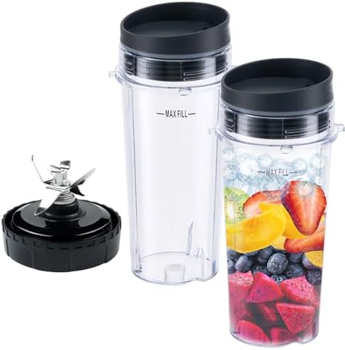 Replacement Parts for Nutri Ninja, 6Fin Blender Male Blade and cups Set for Blender BL660 BL770 BL780 BL740 etc. (5-pack)