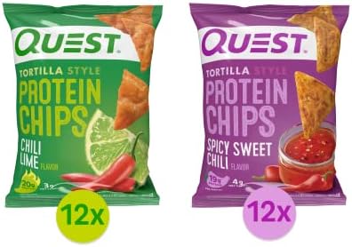Quest Nutrition Tortilla Style Protein Chips Bundle, Chili Lime & Spicy Sweet Chili, Baked, 1.1 Oz, 24ct Count