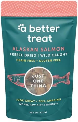 A Better Treat – Freeze Dried Salmon Dog Treats, Wild Caught, Single Ingredient | Natural High Value | Gluten Free, Grain Free, High Protein, Diabetic Friendly | Natural Fish Oil | Made in The USA