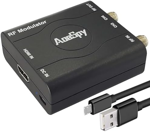 HDMI RF Modulator Coax Adapter VHF Converter w/Antenna ANT in/Out for PS4 Xbox Gaming Laptop Fire TV Stick Roku Blu-ray Player Chromecast DVR HD Digital Video to Analog Female F Type Coaxial NTSC TV