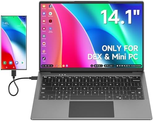 Portable Monitor with Keyboard, 14.1Inch Lapdock Monitor Built-in 5000mAh Battery, 1080P HDR IPS Portable Display for Laptop, Steam Deck, Nintendo Switch, Windows, Mac