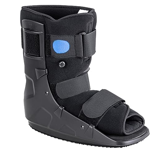 Jewlri Walking Boot, Short Air Walker Fracture Boot Support for Broken Foot Sprained Ankle Fracture Recovery fits Left or Right Foot Black Medium