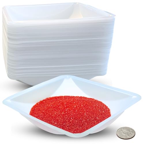 Weigh Boats Large (330ml, 125 Pack) Disposable Plastic Trays for Scale, Anti-Static Square Tray Weighing Dishes, Polystyrene Lab Dish for Powder Weight, Mixing Epoxy, Food Sample Container, Pour Boat