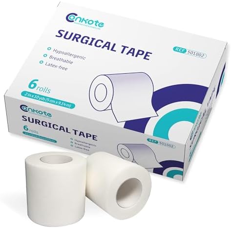 Conkote Soft Paper Surgical Tape 2" x 10 Yards, Gentle Adhesion and Hypoallergenic, 6 Rolls