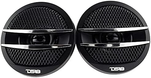 DS18 TX1S Tweeter X1 1.38-inch 200 Watts Max Pei Dome Ferrite Tweeters with Mounting Kit Angle, Flush, & Surface - Set of 2 (Black/Silver)