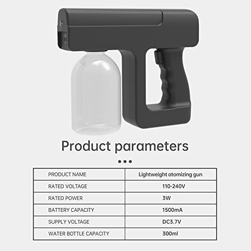 MOSSRW Disinfectant Spray Gun Handheld Spray Disinfection Gun Charging Portable Blue Light atomizing Gun Spray for Atomizer Sprayer pet Disinfection (Black)