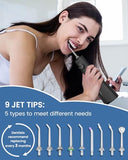 AUIEI Water Flosser Teeth Pick: 9 Jet Tips Cordless Oral Irrigator with 300ML, 5 Modes Portable Power Dental Flossers, IPX7 Waterproof Rechargeable Electric Waterflosser Machine for Home Travel, Black