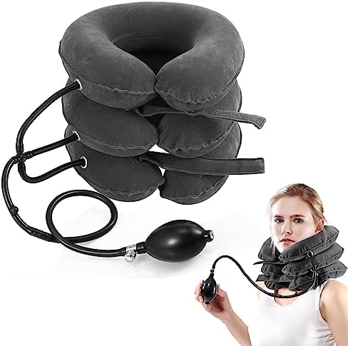 Cervical Neck Traction Device, Neck Stretcher, Neck Traction Device for Neck Pain Relief, Cervical Neck Traction Device, Inflatable Neck Brace & Neck Decompression(Gray)
