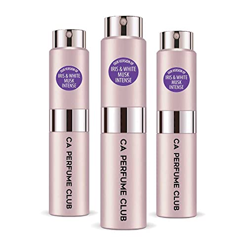 CA Perfume Impression of J. Mlon Iris & White Musk Intense For Women Replica Version Fragrance Dupes Concentrated Long Lasting Eau de Parfum Spray Refillable Atomizer Bottle 0.27 Fl Oz-X3
