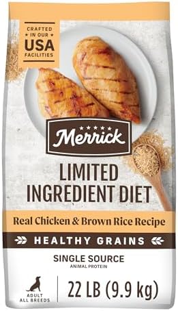 Merrick Limited Ingredient Diet Premium and Natural Kibble with Healthy Grains Chicken and Brown Rice Dog Food - 22.0 lb. Bag