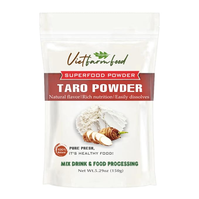 TARO POWDER 5.29 Oz (150g) VIETFARMFOOD: Freeze-Dried Extracted From 100% Pure, Sugar-Free. Used To Mix Mixed Drinks Fresh Fruit Juice, Smoothies, Cocktails, Milk, Seasoning For Cooking...