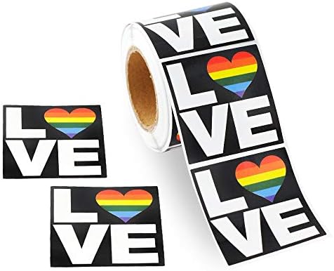 250 Square Love Gay Pride Rainbow Stickers on a Roll - Square Love