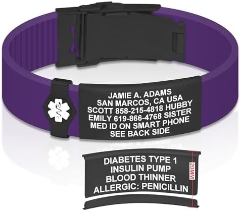 Divoti Custom Engraved Medical Alert ID Bracelet – Dual-Sided Laser Etching, Silicone Wristband, Stainless Steel Security Clasp – Adjustable & Trim-to-Fit – Emergency Medical Info Band for Men & Women